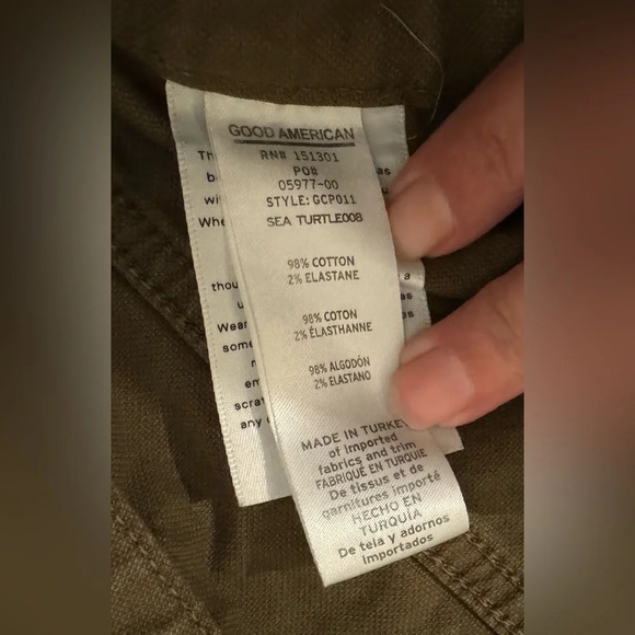 GOOD AMERICAN Cargo Pants Green Military Y2K High Rise Straight Leg Size 10 - Picture 11 of 13